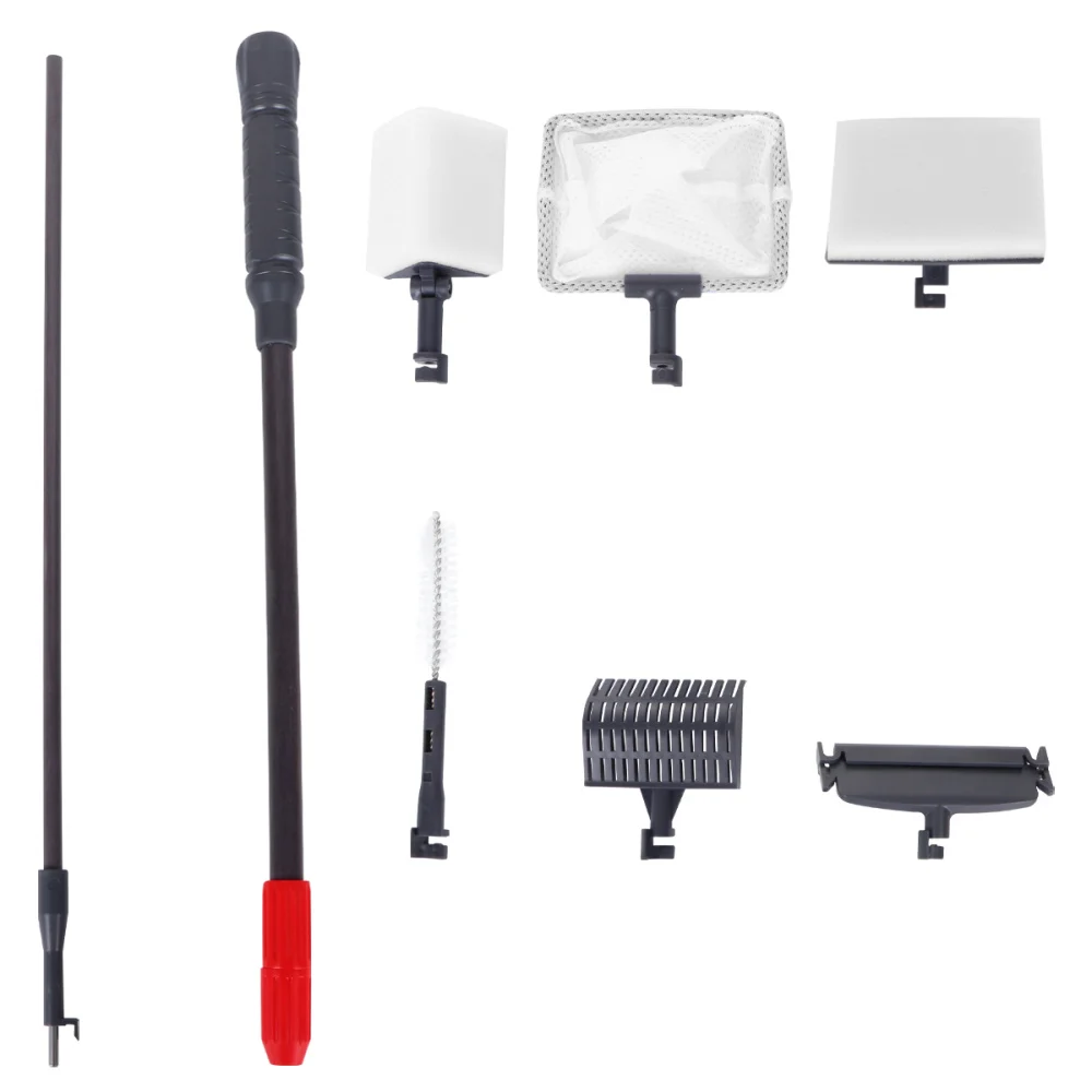 

6 in 1 Multipurpose Telescopic Fish Tank Cleaning Kit Complete Aquarium Brush Fish Net Rake Scraper