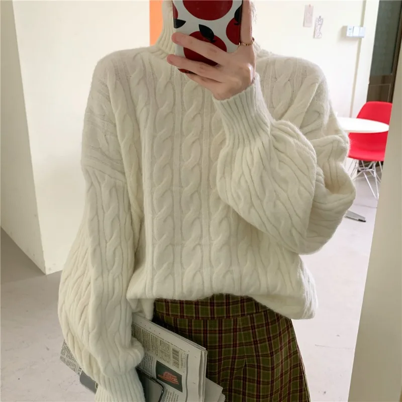 Женский Повседневный свитер Woherb толстый вязаный пуловер свободного кроя с