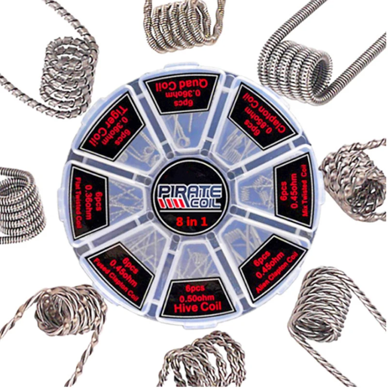 

48pcs Prebuilt Coils RTA RDA Flat Twisted Fused Clapton Coil Quad Hive Alien Pirate Heating Wire