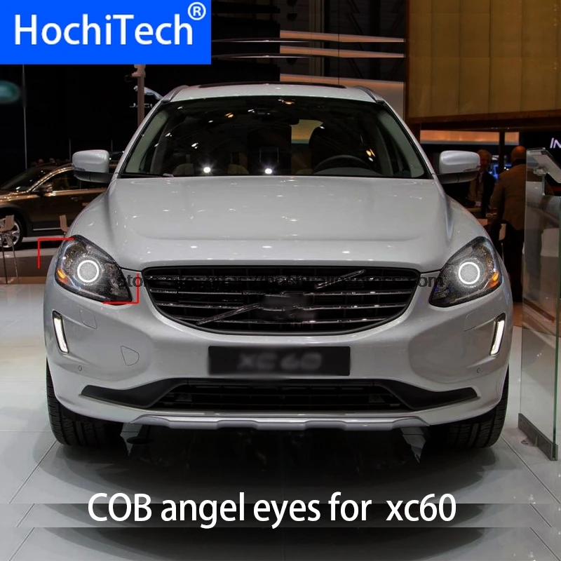 Для Volvo XC60 2014 2015 с проектором COB Светодиодный дневной светильник Белый Halo Cob Led Angel