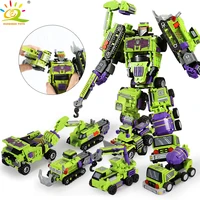 709pcs 6in1 transformation robot building block city engineering excavator car truck constructor bricks toy for children