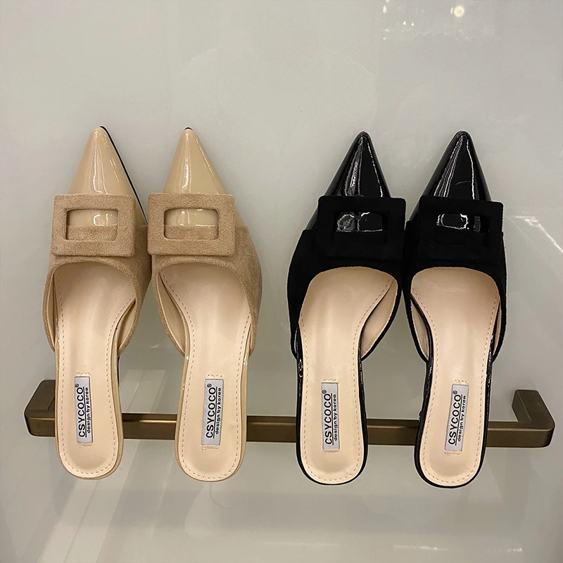 2020 летние женские туфли без задника Ulzzang модные элегантные шлепанцы на высоком