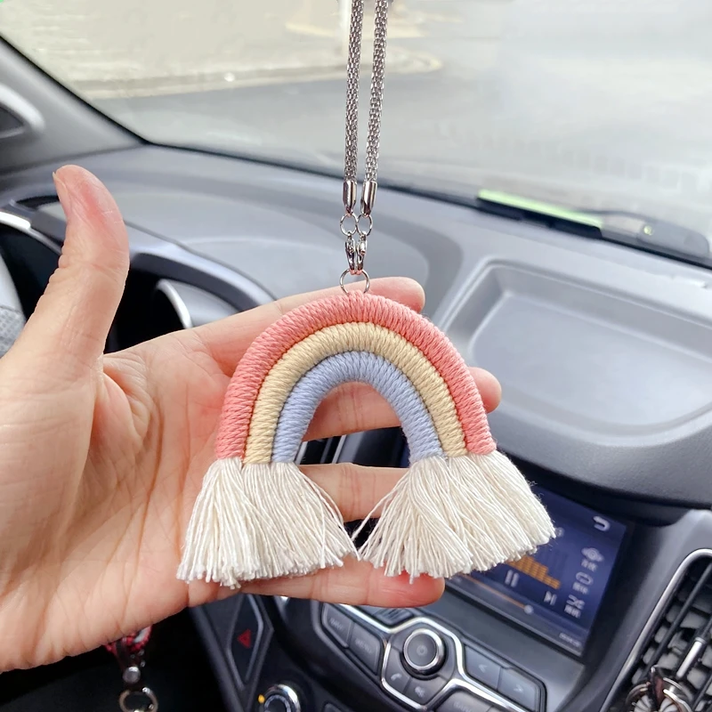 

Маленькая Радужная подвесная машинка ручной работы, украшение для дома, макраме Raibow