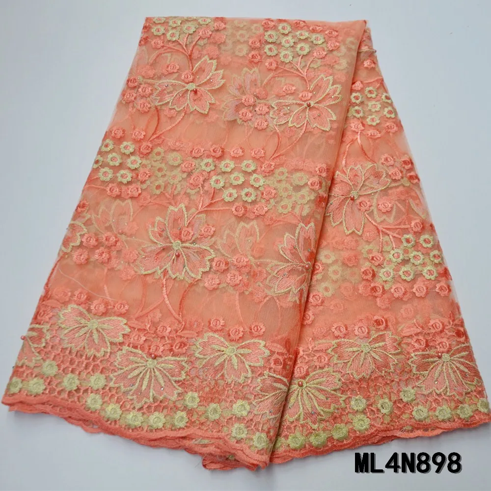 

BEAUTIFICAL French lace fabrics 2020 New embroidery flowers net lace fabric for dress 5yards nigerian lace with stones ML4N898