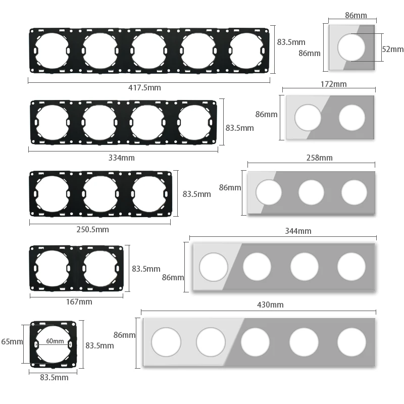 

Avoir USB Wall Light Socket Grey Crystal Glass Panel EU UK Socket Charger RJ45 CAT6 HDMI Audio Modules DIY Free Combination