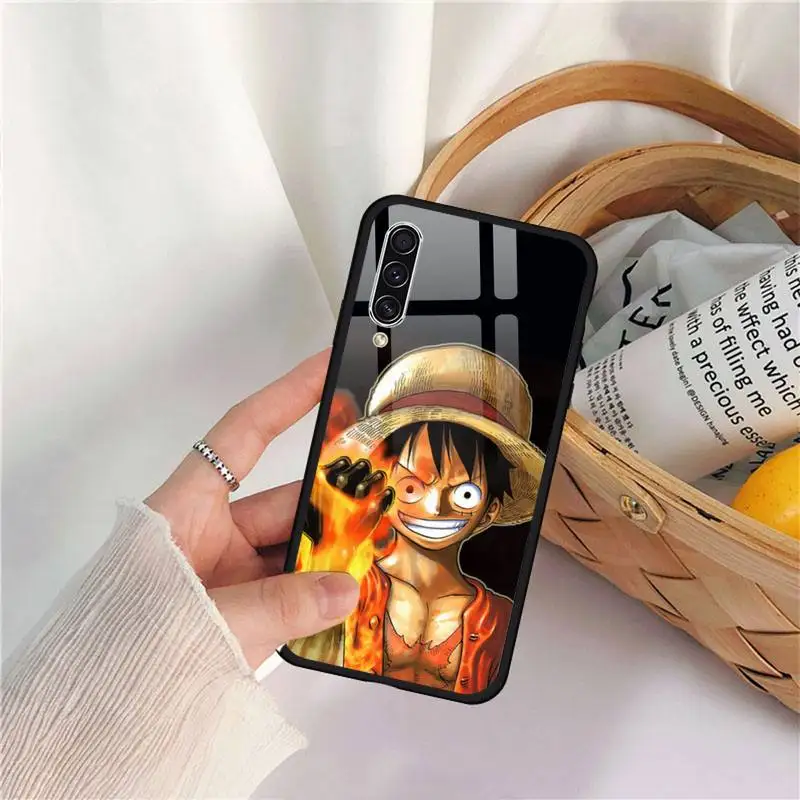 

anime One Piece Luffy Couples Phone Case Tempered glass For Samsung S10 S20 plus Ultra E note8 note9 note10 pro