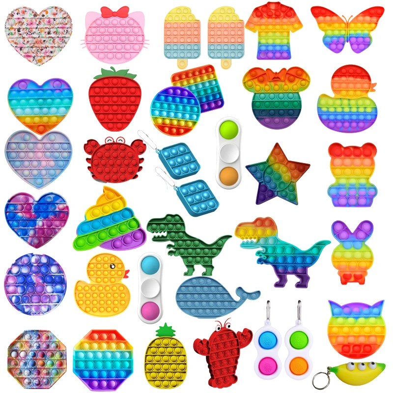 

Pop Fidget Reliver Stress Toys Rainbow Push It Bubble Antistress Toy Adult Children Sensory Toy To Relieve AutismанисѬесс аѬ