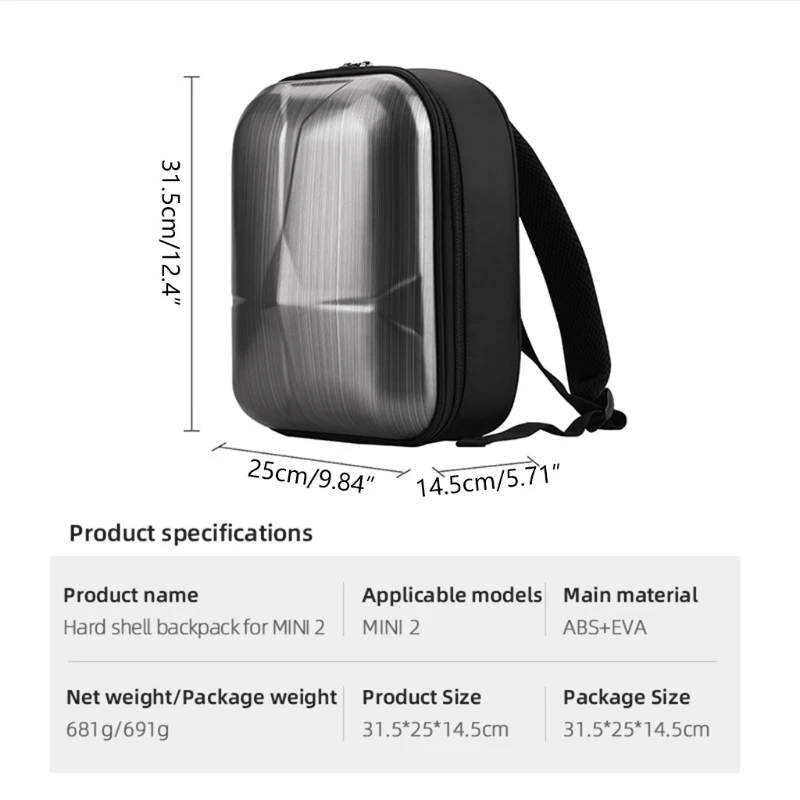 

Hard Shell Carrying Case Travel Shockproof Waterproof Backpack Bag for Mavic Mini 2 Drone