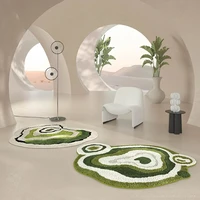 moss feeling 3d area rug in green color nordic style irregular shaped decoration children room carpet anti slip bathroom mat