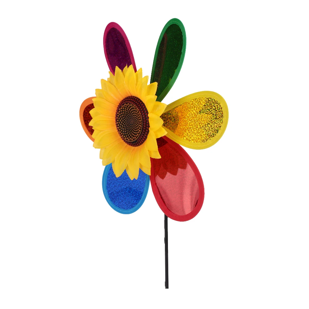 Sunflower Windmill Yard Color Random Wind Spinner Outdoor Pinwheel Plastic 3D Lawn Whirligig Home Garden Party Toy Decoration | Дом и сад