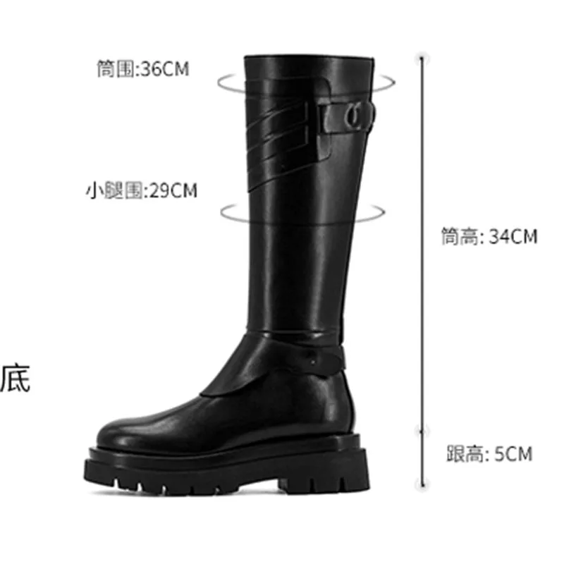 

2020 Winter Leather Knee Boots Women Round Toe Kneepad Decor High Heel Botas De Mujer Knight Boots