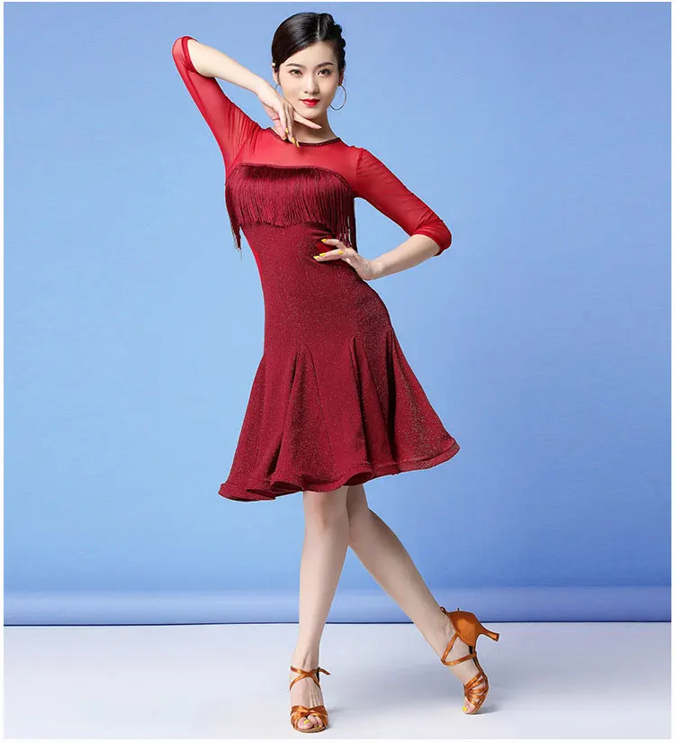 Женское платье для латинских танцев взрослых новое модное Fishbone одежда