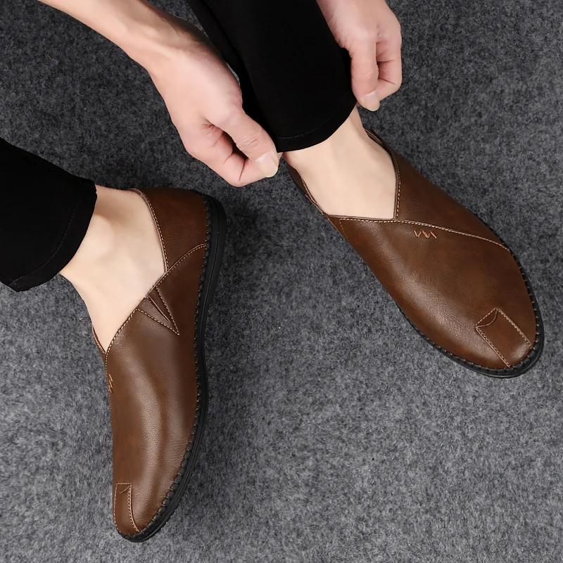 

Genuine Leather Black Loafers Men Shoes Slip On White Brown Lightweight Male Mocassin Sneakers Size 38 To 46 Mocasines Elegantes