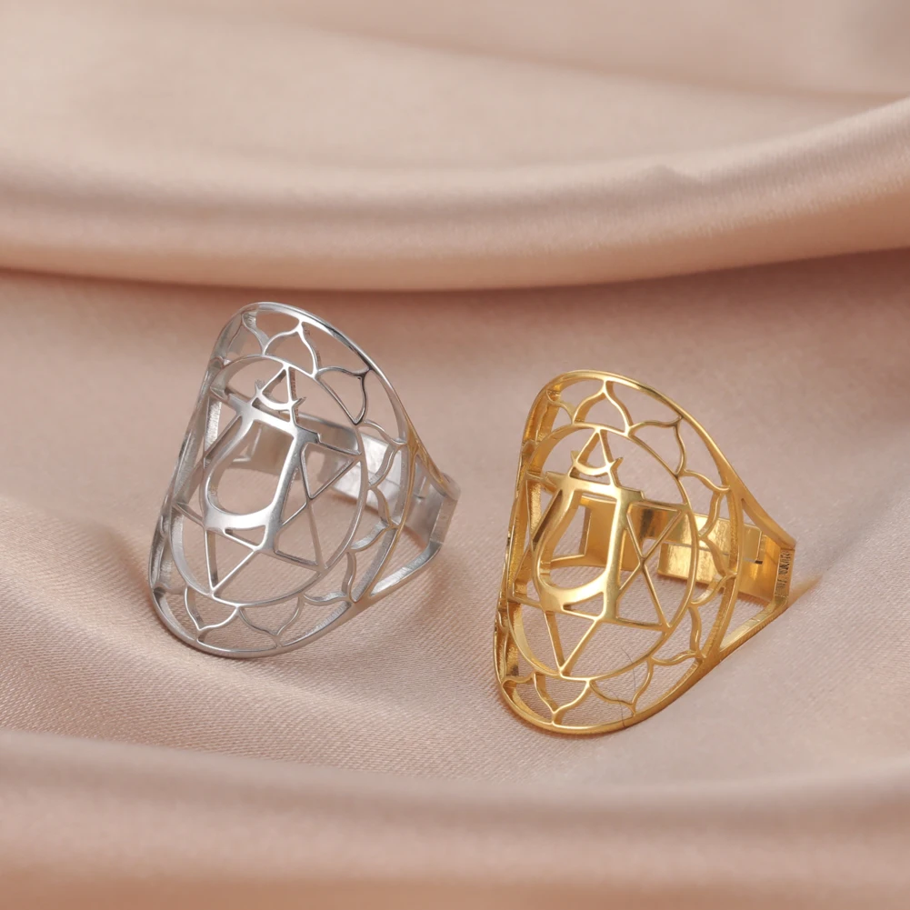 Кольцо Skyrim женское из нержавеющей стали с цветком изменяемым размером Мандала