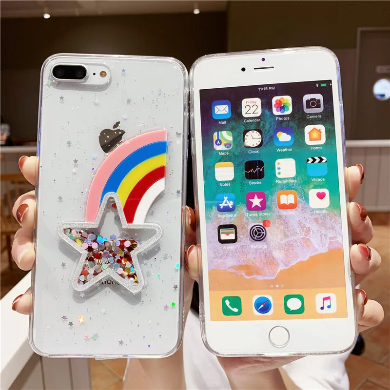 GYKZ 3D радужный блестящий чехол для телефона iPhone 7 XS MAX XR X 8 6 6s Plus мультяшный облако