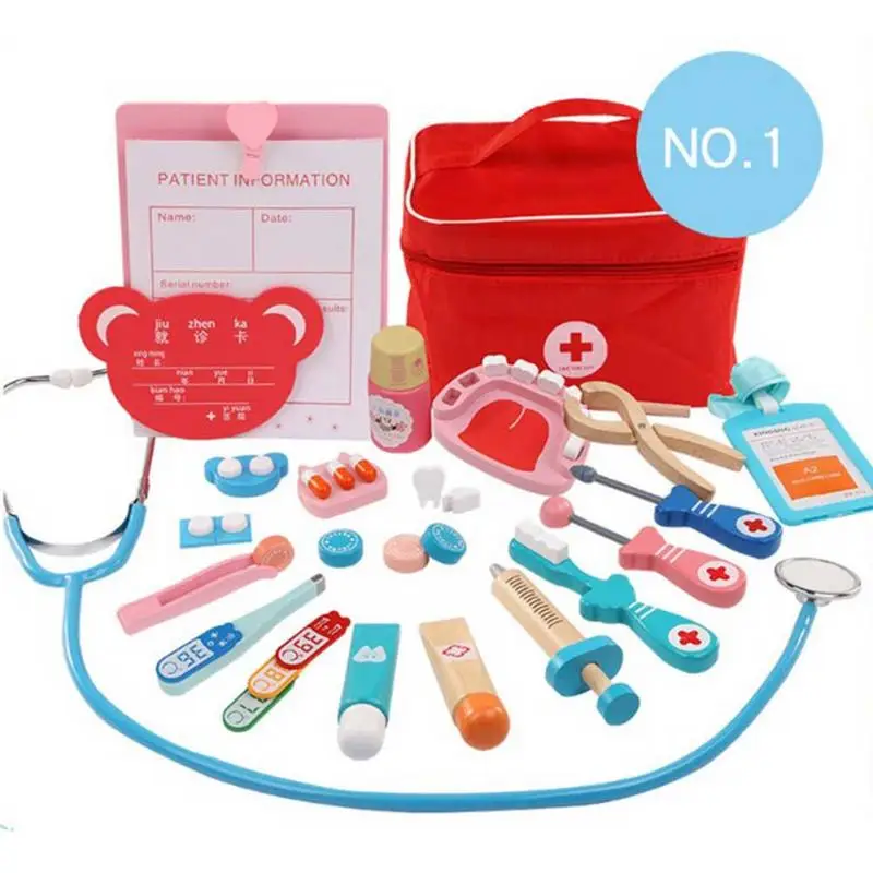 Детский игрушечный набор доктора, Прочный инструмент для инъекций медсестры, деревянная коробка для моделирования, крепкий Подарочный чех... от AliExpress WW