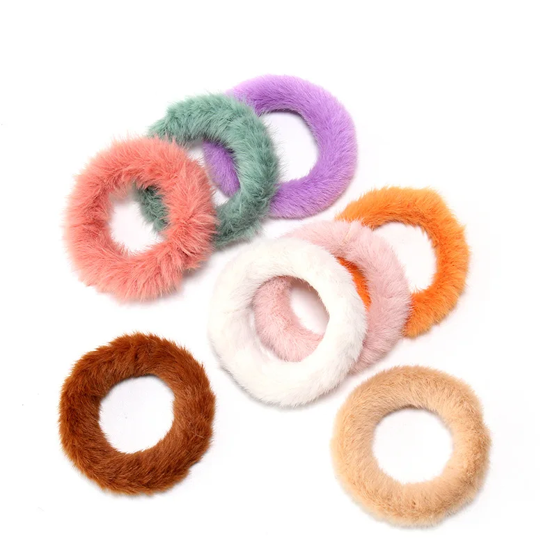 Fluffy Furry Scrunchies Cute Elastic Hair Ring Girls Winter Warm Ponytail Band Rope Ties Women Accessories |