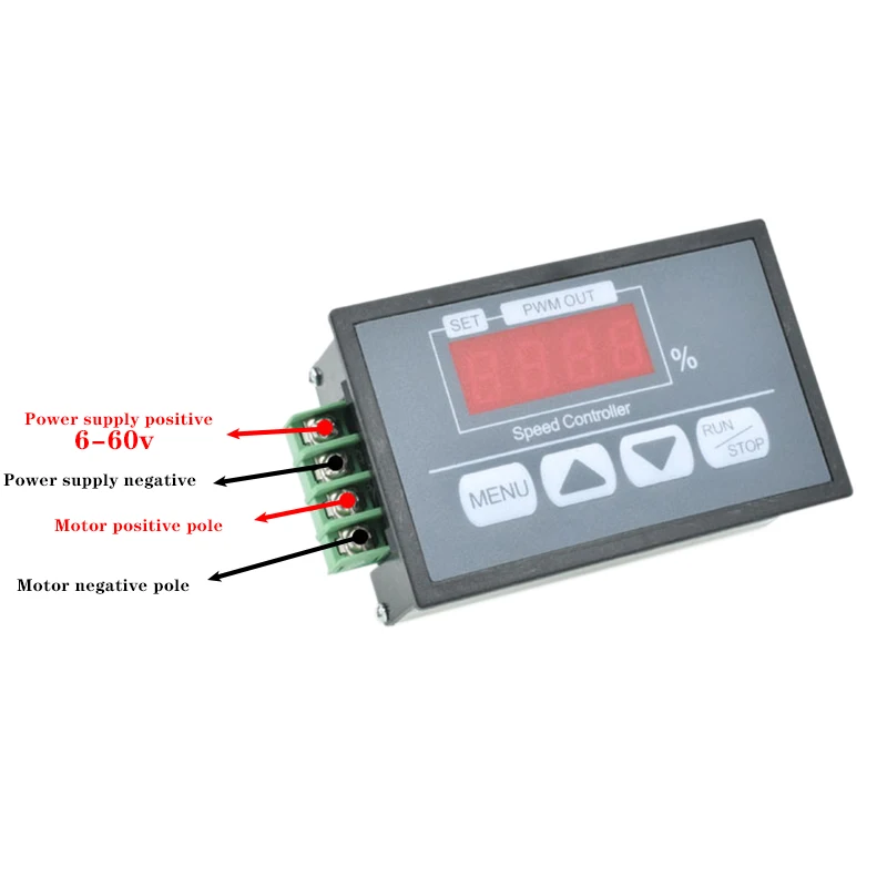 

1PCS Digital Display Percentage Tachometer 30A DC 6V-60V Speed Controller DC Motor Slow Start/Stop Controller