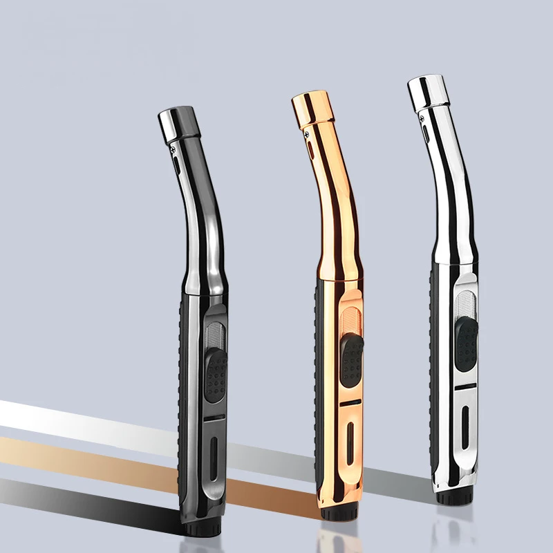 extra long kitchen barbecue cooking gas lighter flashlight turbo lighter cigar smoking lighter metal mens gadget welding bbq free global shipping