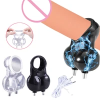 sm electro shock scrotum sleeve sex ball stretcher chastity cage cockring scrotum ring men medical electro stimulate sex toy kit