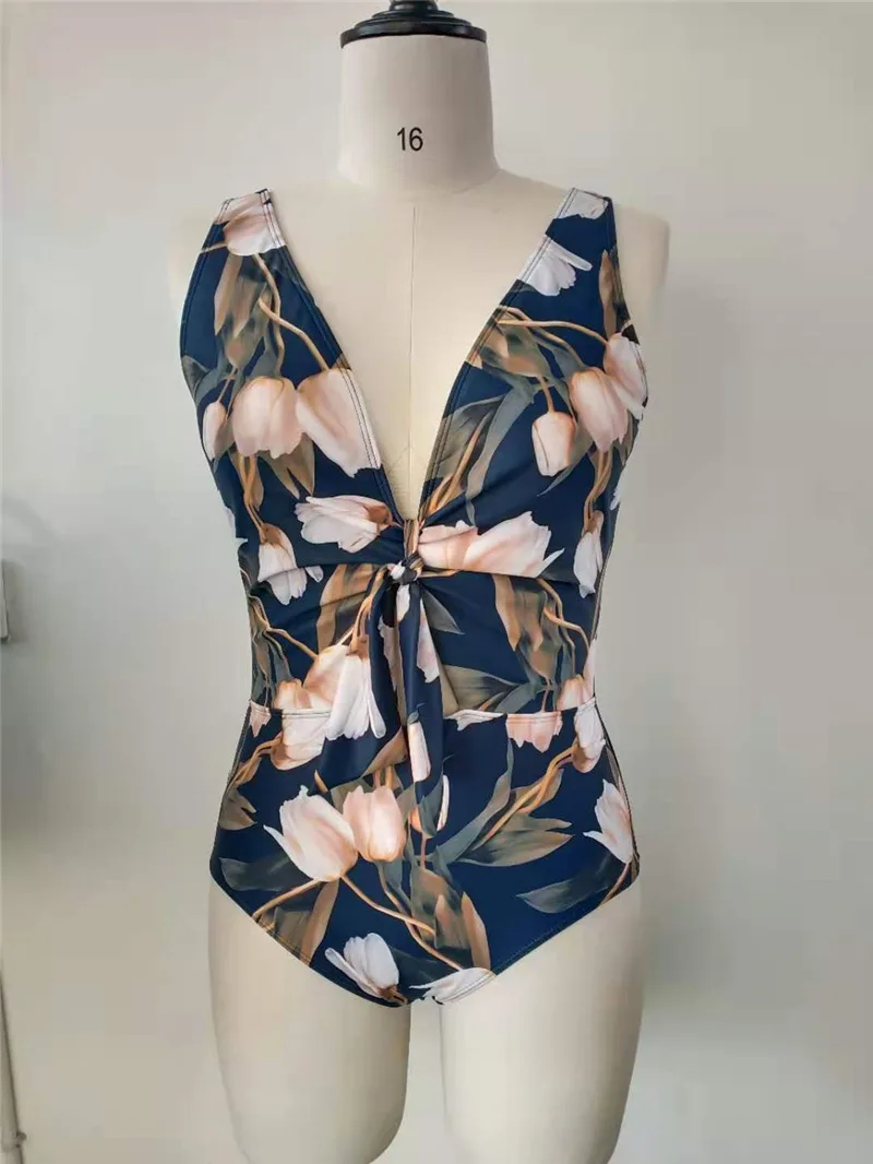 

New Arrivals Women One Piece Swimsuit Fashion Print Sleeveless Swimwear Backless 2021 Summer Holiday Style High Elasticity