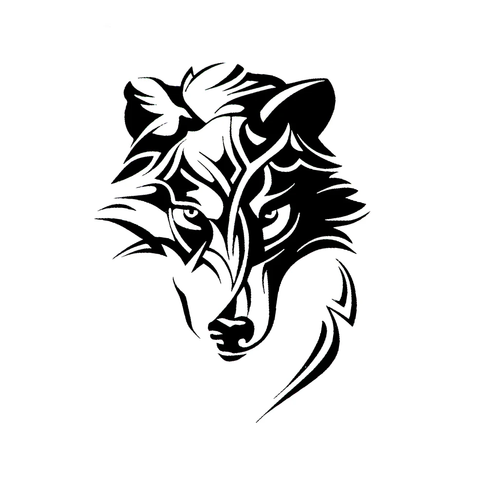 

Creative Abstract Wolf Predator Ornament Head Car Sticker Laptop Decals Waterproof Sunscreen PVC 13cm X 17cm