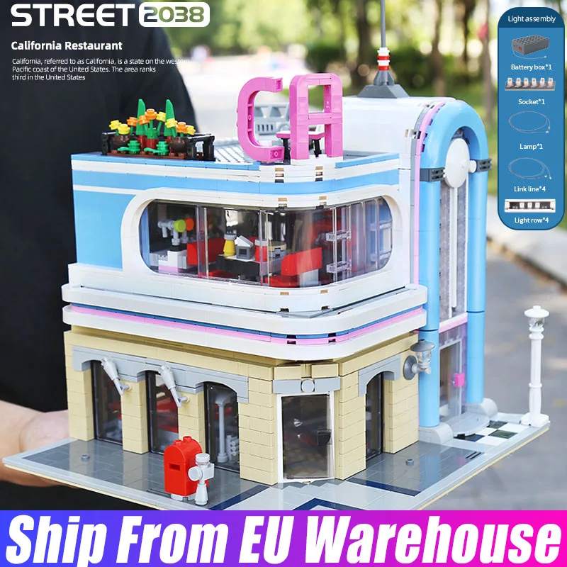 15037 креативная модель города улицы вид MOC уличный центр обеда набор строительных