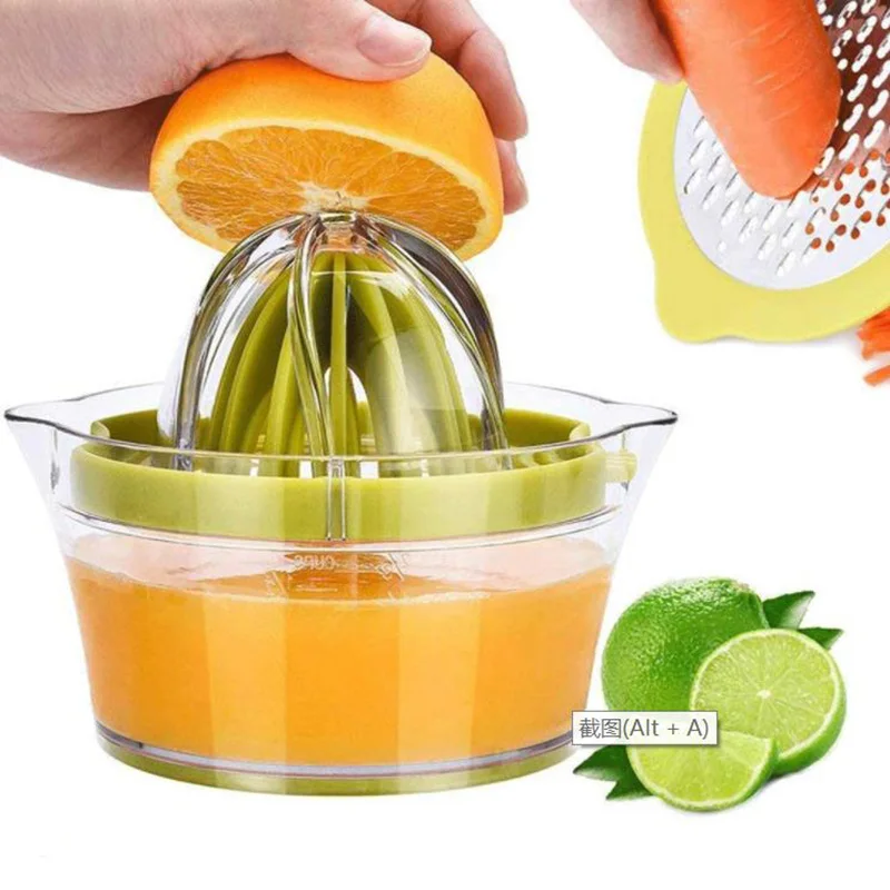 

4 In 1 Manual Juicer Citrus Lemon Orange Juicer Multifunctional Squeezer With Built in Measuring Cup Vegetable Fruit Hand Juicer