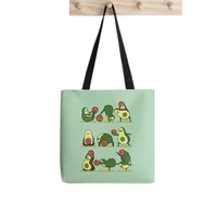 shopper avocado yoga with the seed printed tote bag women harajuku shopper funny handbag girl shoulder shopping lady canvas bag