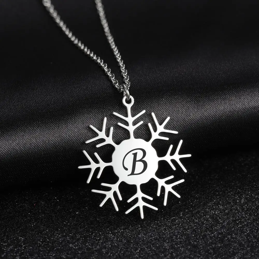 

MYDIY Name Necklace Snowflake Personalized Custom Nameplate Jewelry Stainless Steel Bar Collar Necklaces Christmas New Year Gift