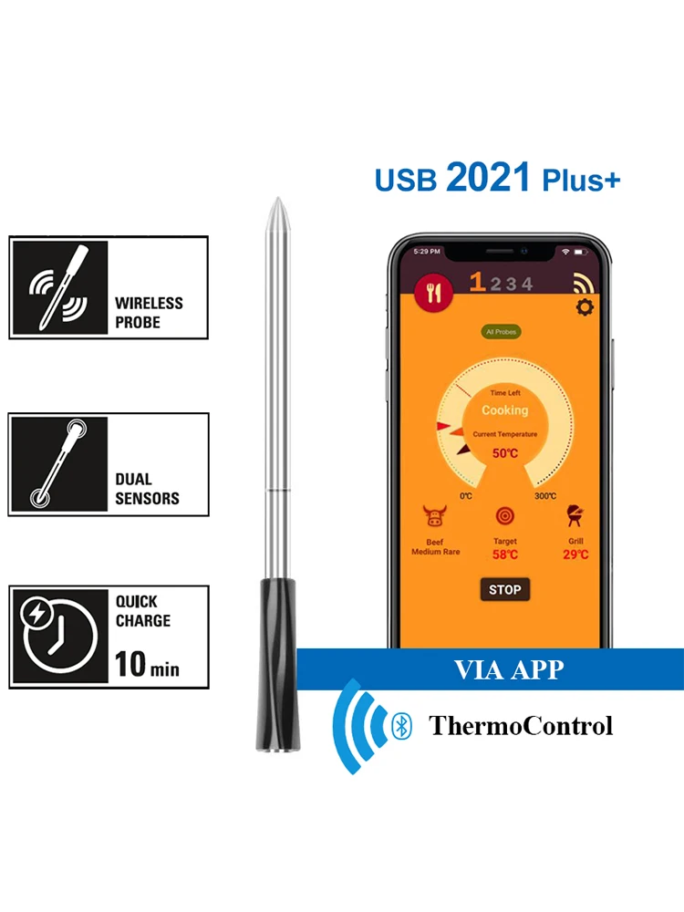 Telefon Bluetooth Wireless BBQ Thermometer ℉/℃ Smart für Backofen Grill 