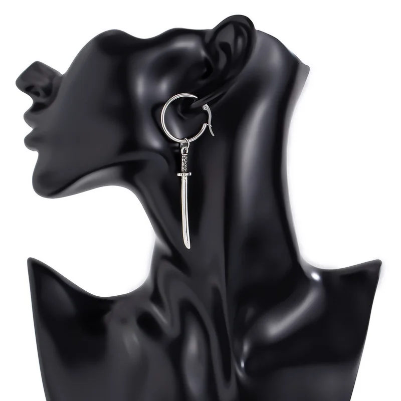 Серьги-подвески в винтажном стиле женские креативный дизайн сплав нож катана меч