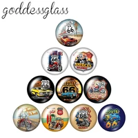 new route 66 motorcycles cars 10pcs 12mm18mm20mm25mm round photo glass cabochon demo flat back making findings