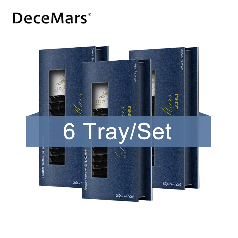 DeceMars 6 лотков/набор Ellipse плоские ресницы премиум C &amp D Curl/0 15/0 20 Индивидуальные