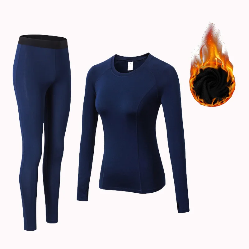 

Winter Thermal Underwear Women Quick Dry Anti-microbial Stretch Plus velvet Thermo Underwear Sets Female Warm Long Johns