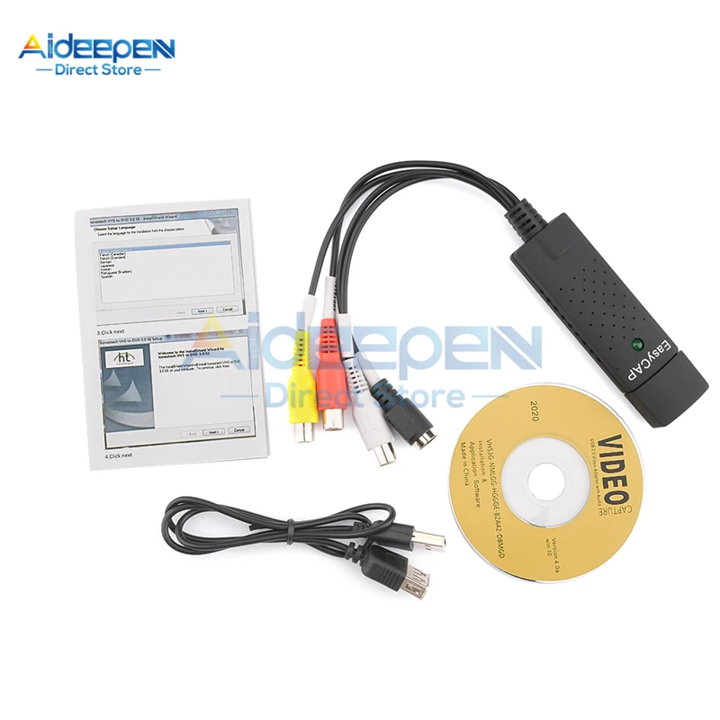 Карта видеозахвата USB 2 0 4-канальная видеокарта захвата для телевизора DVD VHS аудио