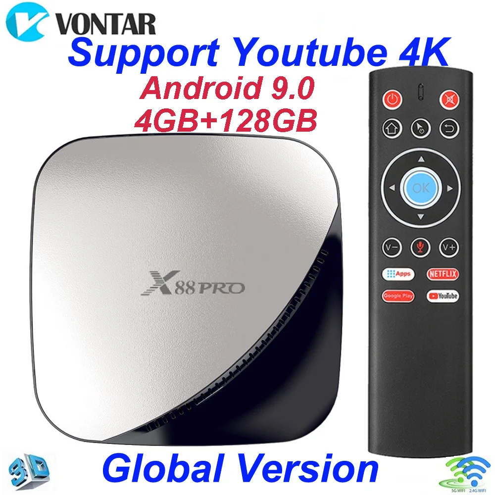 X88 Pro Android 9,0 Smart tv Box RK3318 1080P 4K 4G 32G Google Play YouTube Netflix 4G 32G двойной Wifi медиаплеер