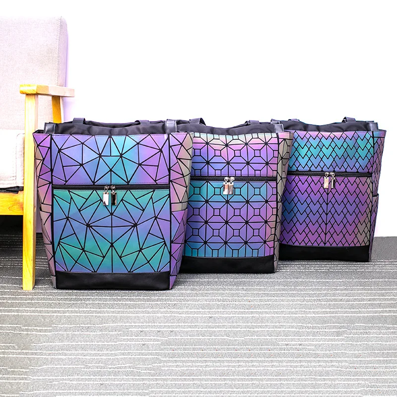 2021 Brand New High Designer Luminous Geometric Luxury School Backpack Stylish Bookbag for Women Night Light Travel | Багаж и сумки