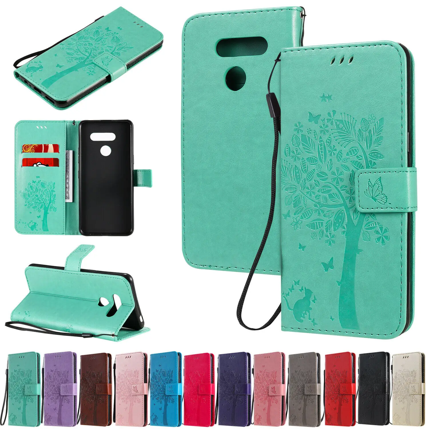 

For LG G9 K41s K50s K51 K61 Stylo 6 3D Cat & Tree Wallet Flip PU Leather Case Phone Cover Card Pocket Pouch Bag