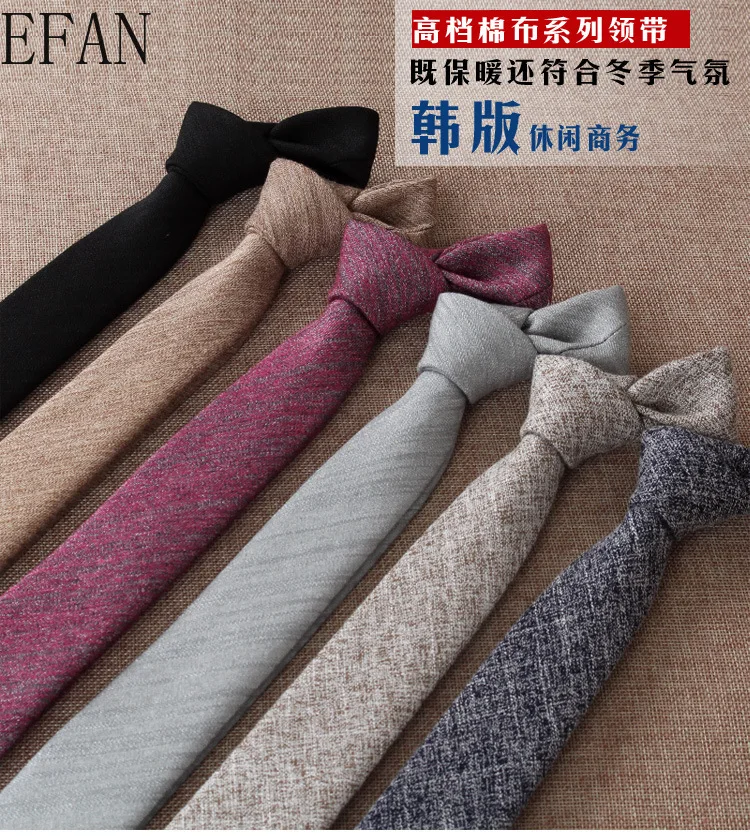 

Mens Tie Narrow Version of Cotton and Linen Necktie Male 6cm Formal Wear Business Casual Professional Work Check Father's Gift