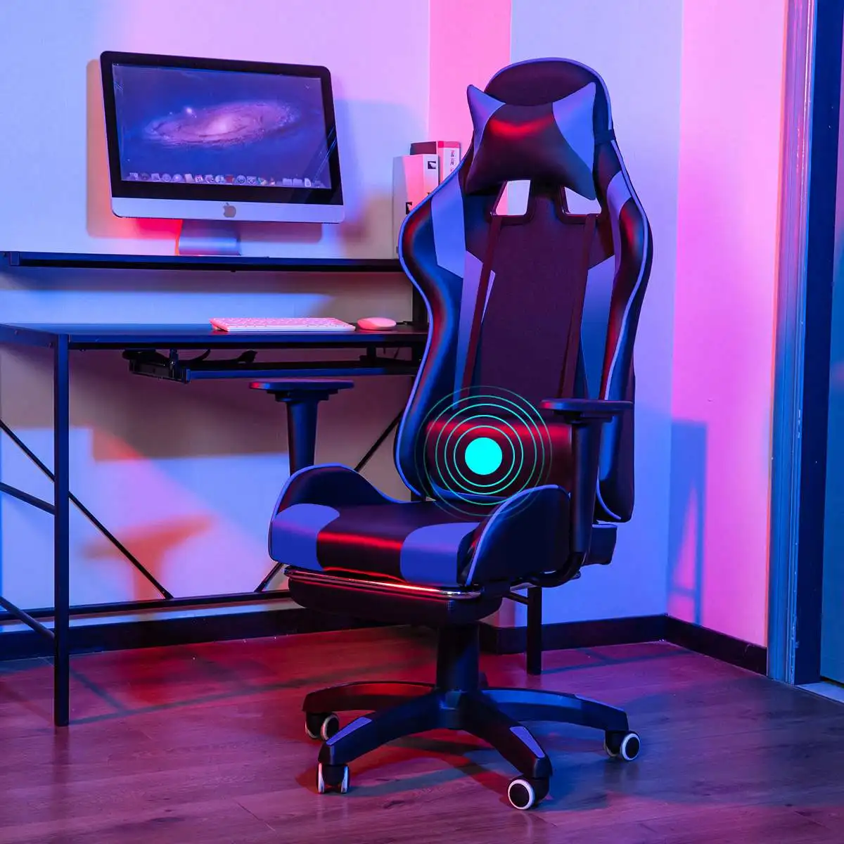 

Office Chair Ergonomic Massage Gaming Chair Computer Chair with Footrest Leather Desk Chair Armchair Office Chair for WCG