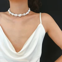 simple baroque irregular shaped pearl necklace elegant bride wedding necklace charm womens party dinner jewelry christmas gift