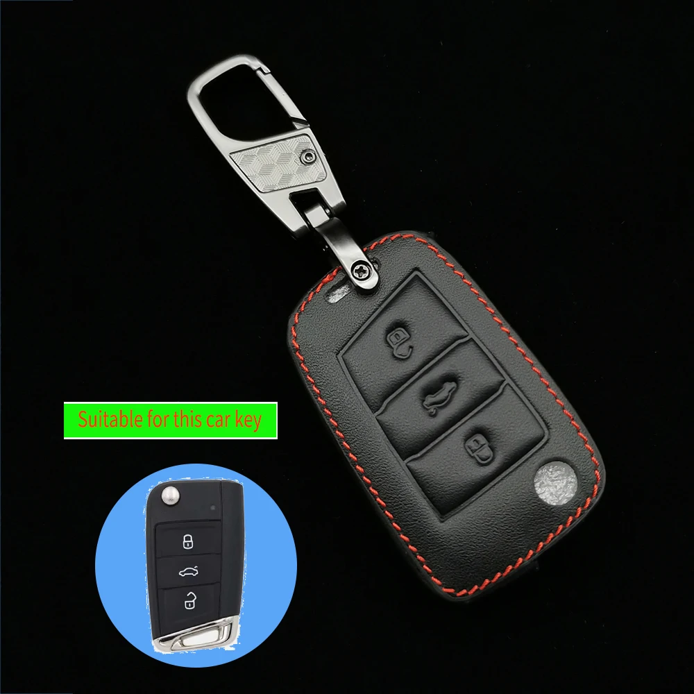 

Кожаный чехол для ключа с дистанционным управлением для Volkswagen Tiguan Golf Mk7 Seat Ibiza Leon Skoda Octavia Altea Aztec, автомобильный чехол с 3 кнопками, аксессуары
