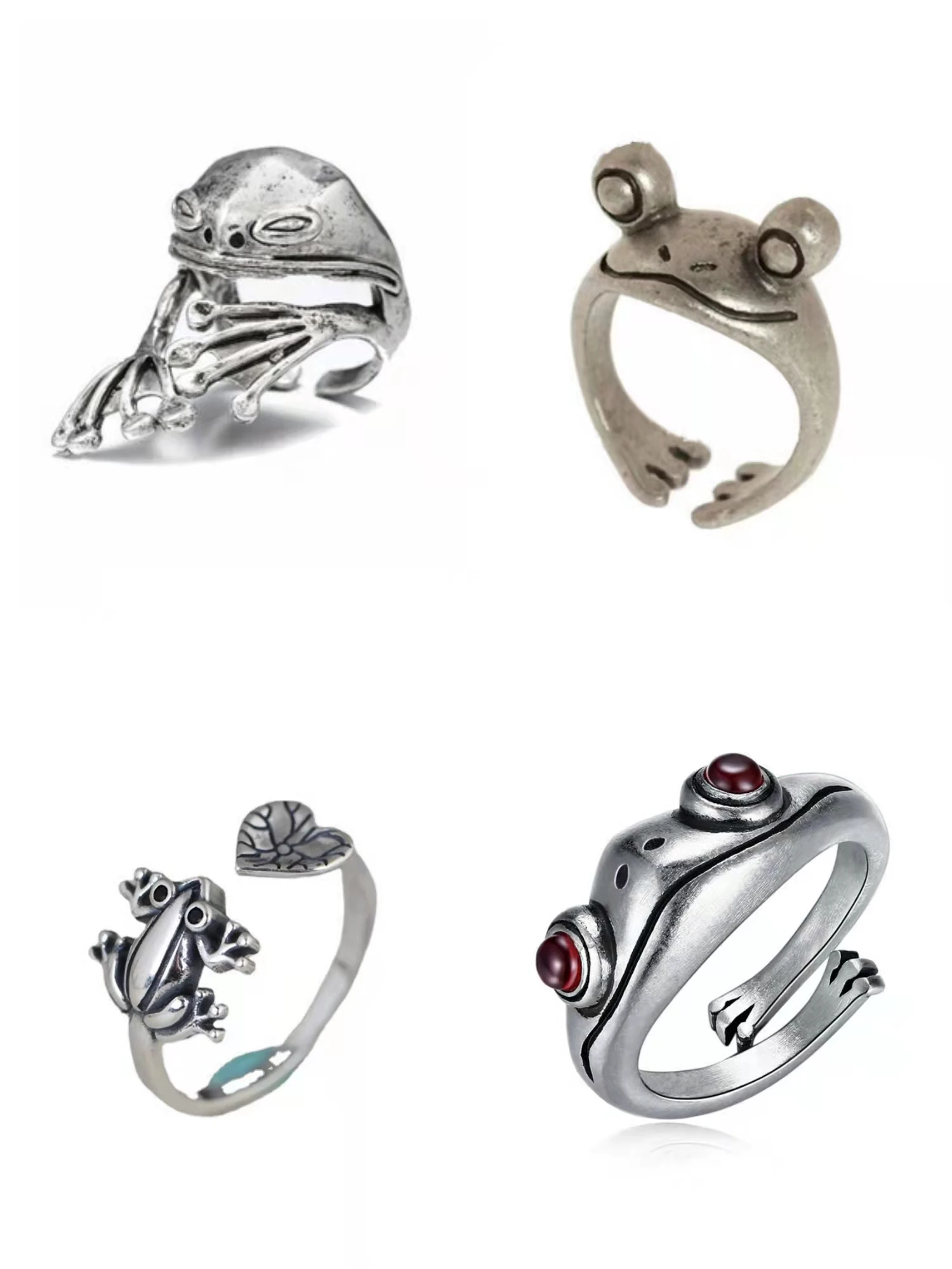 

Vintage Red Garnet Frog Ring Jumping Frogs Open Adjustable Rings Foe Women Finger Jewelry Party Lover Gift Couple Valentine Gift