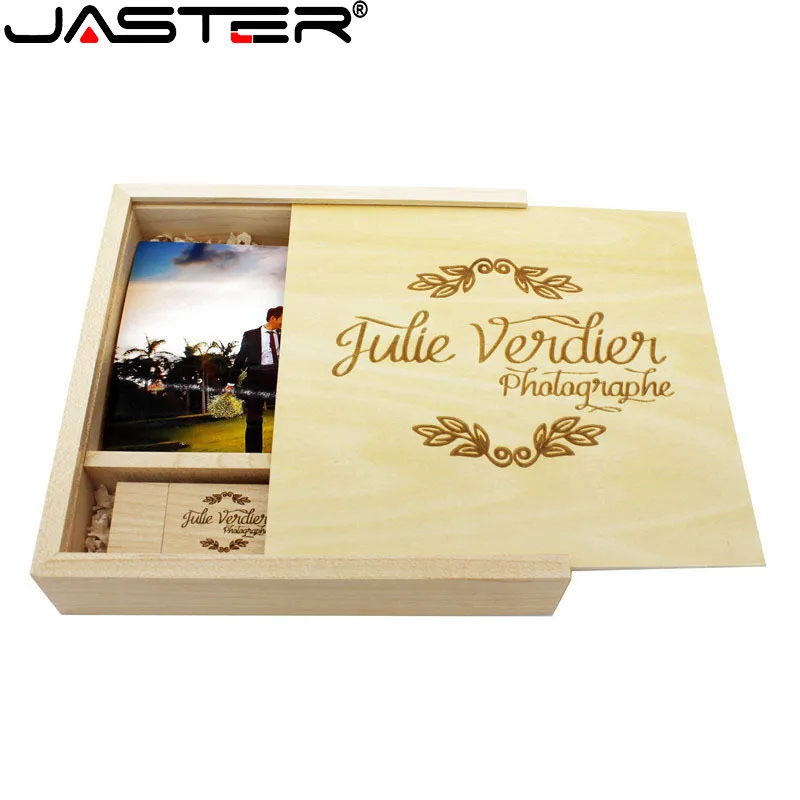 Флэш-накопитель JASTER 2 0 с бесплатным логотипом деревянный фотоальбом USB + коробка 64