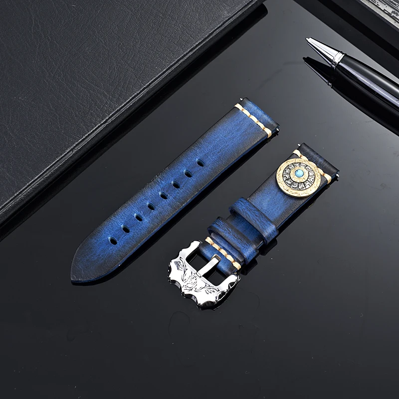 Genuine leather strap For galaxy watch 42mm 46mm decompression chinese zodiac watchband for Huawei GT 2P 22mm Amazfit Bip 20MM