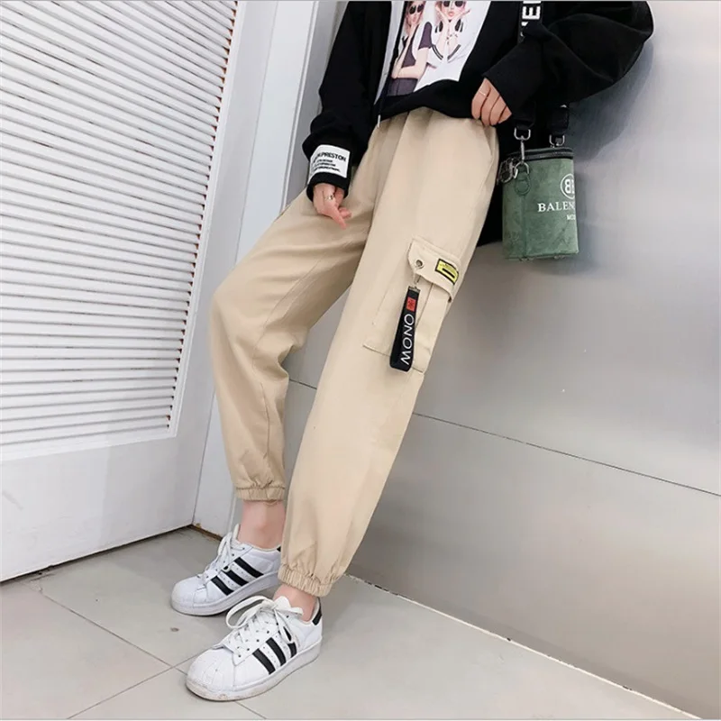 Брюки карго женские с несколькими карманами летние шаровары в стиле хип хоп