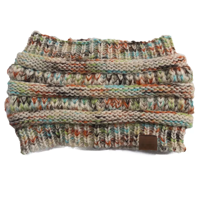 beige with tag New Headwear Knitted Crochet Headband Turban Winter Ear Warmer Headwrap Elastic Hair Band for Women's Wide Hair Accessories - Цвет: beige with tag