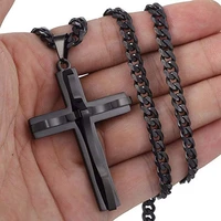 personality mens cross pendant necklace jesus faith jewelry for men women motorcycle party long chain hip hop jewelry