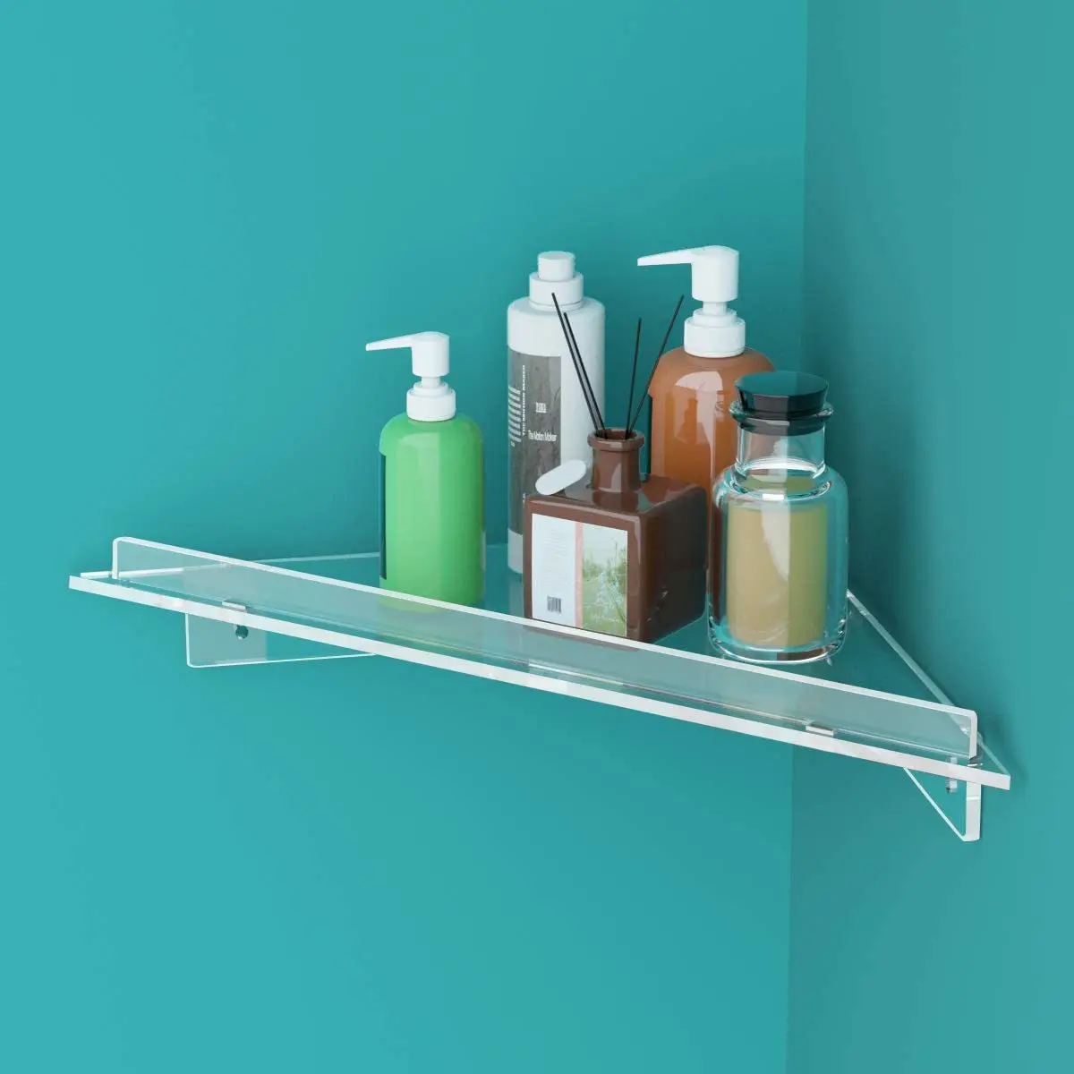

4pcs/set Clear Cosmetic Acrylic Corner Rack Toilet Bathroom Storage Rack Triangle Wall Hanging Kitchen Bedroom Storage Rack